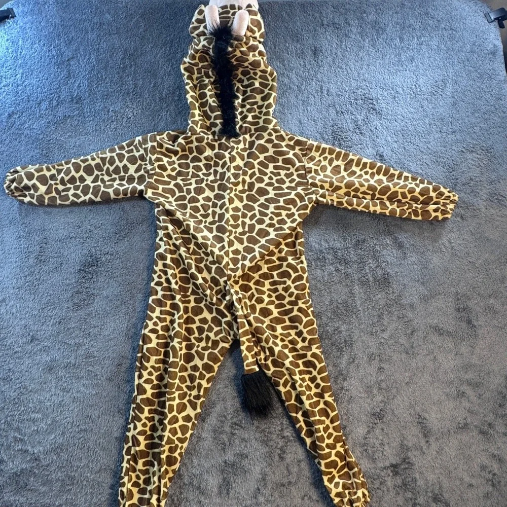Fantasy‎ World Giraffe Costume Kids 4T One Piece Plush Hooded Jumpsuit Brown Tan